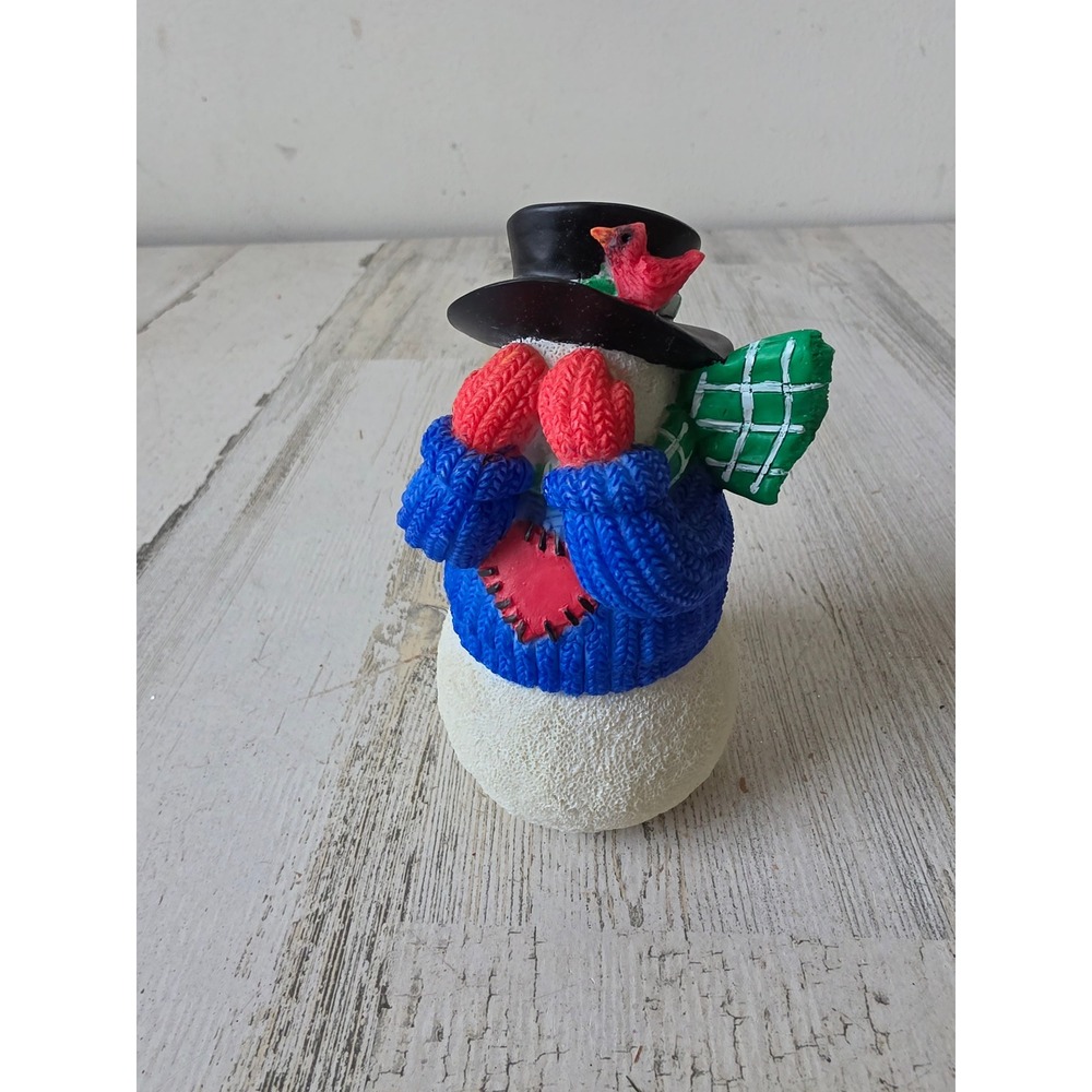 Hide and seek Cardinal snowman figurine heart statue figuring Xmas decor village